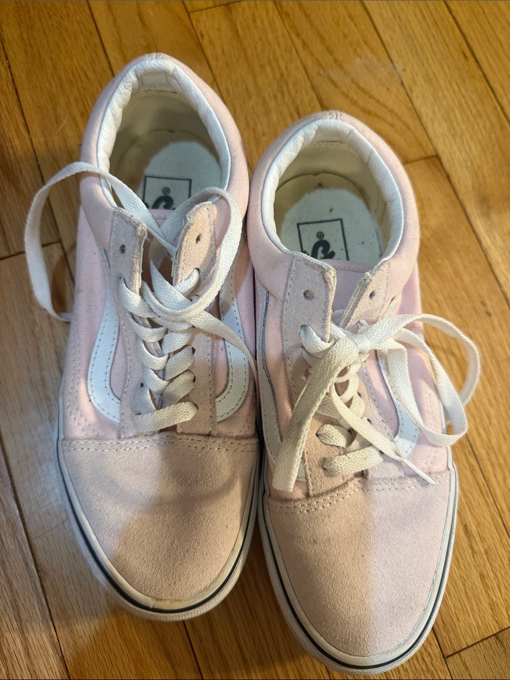 Vans Women's Low-Top Lace-Up Sneakers in Pale Pink and White